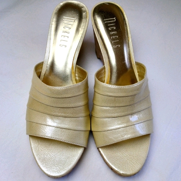 Nickels 'Mars Cream' WEDGE SLIDE Sandals 8.5 - Picture 8 of 13